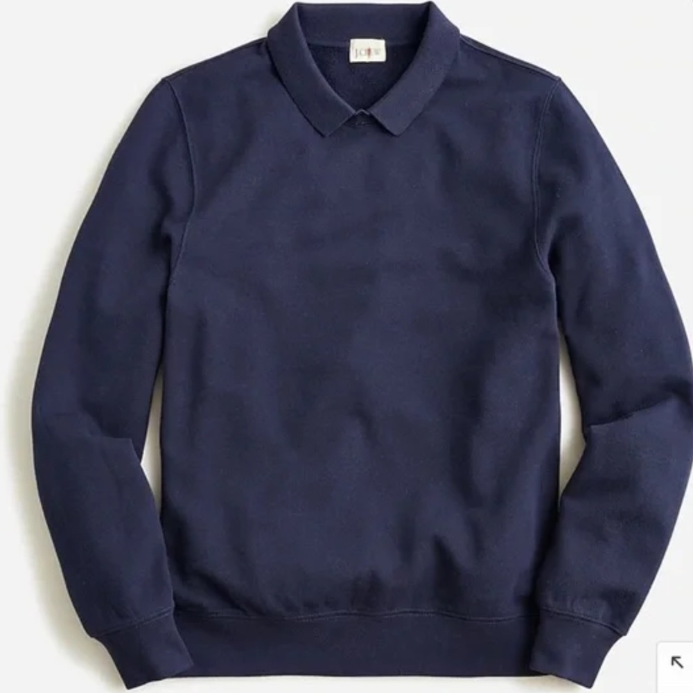 J Crew Piqué fleece collared sweatshirt navy men’s medium
